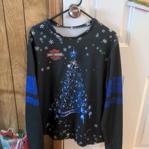 Harley-Davidson Kids Festive Black and Blue Long Sleeve Tee